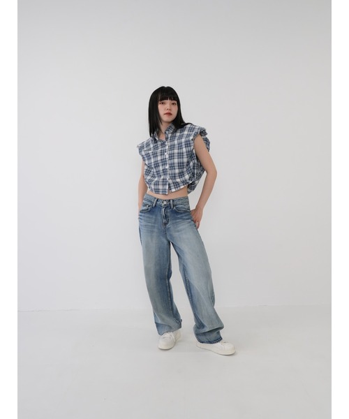 Enewd nina（エニュードニーナ）の「【ZOZO限定】ボリューム チェック シャツ ブラウス ノースリーブ（シャツ/ブラウス・レディース・グレー・FREE）」の11枚目の写真