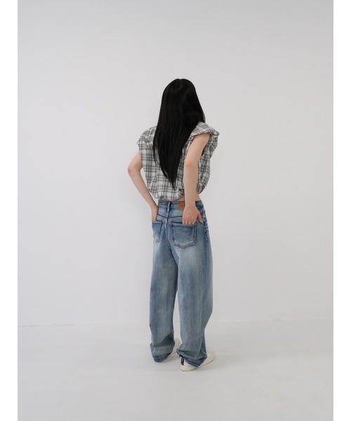 Enewd nina（エニュードニーナ）の「【ZOZO限定】ボリューム チェック シャツ ブラウス ノースリーブ（シャツ/ブラウス・レディース・グレー・FREE）」の12枚目の写真