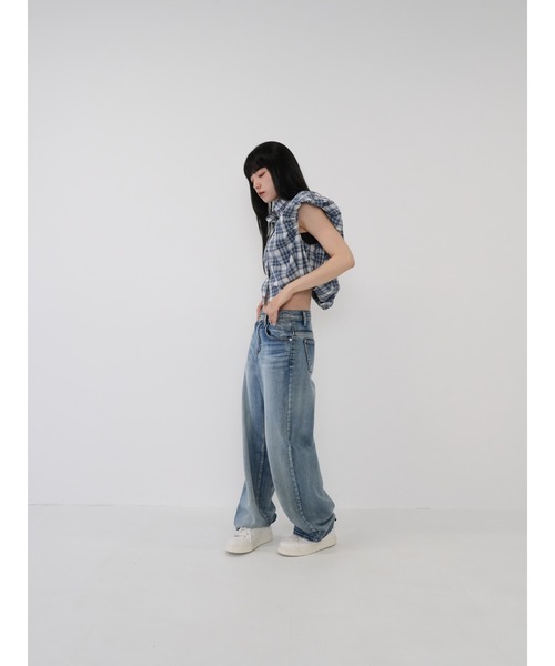 Enewd nina（エニュードニーナ）の「【ZOZO限定】ボリューム チェック シャツ ブラウス ノースリーブ（シャツ/ブラウス・レディース・グレー・FREE）」の10枚目の写真