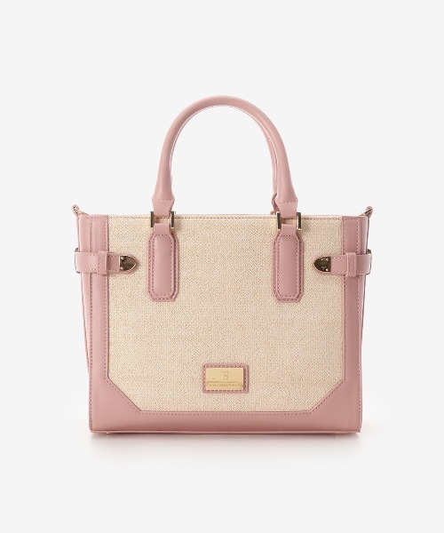 パナマ風ベルト金具ハンドバッグ