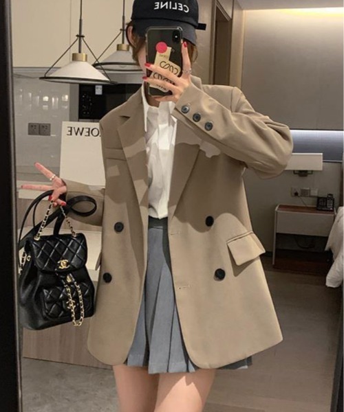 kirakiraShop(キラキラショップ)の「ビッグ シルエット テーラード ジャケット(テーラードジャケット・レディース・ブラック/ベージュ・S/M)」の5枚目の写真