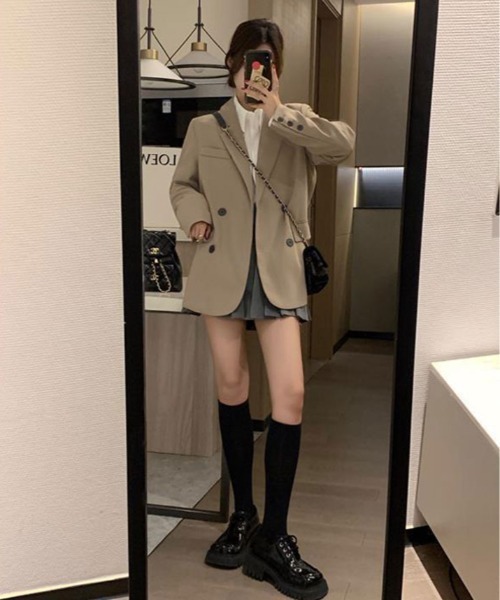 kirakiraShop(キラキラショップ)の「ビッグ シルエット テーラード ジャケット(テーラードジャケット・レディース・ブラック/ベージュ・S/M)」の8枚目の写真