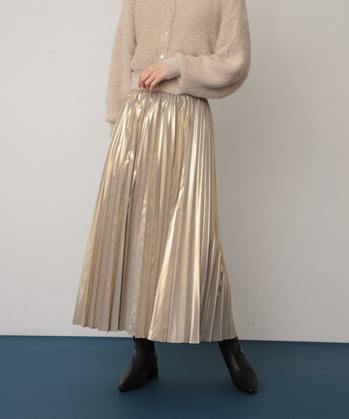 SENSE OF PLACE by URBAN RESEARCH（センスオブプレイスバイアーバンリサーチ）の「グロッシープリーツスカート（スカート・レディース・ブラック/シルバー/ゴールド・ONE）」の14枚目の写真