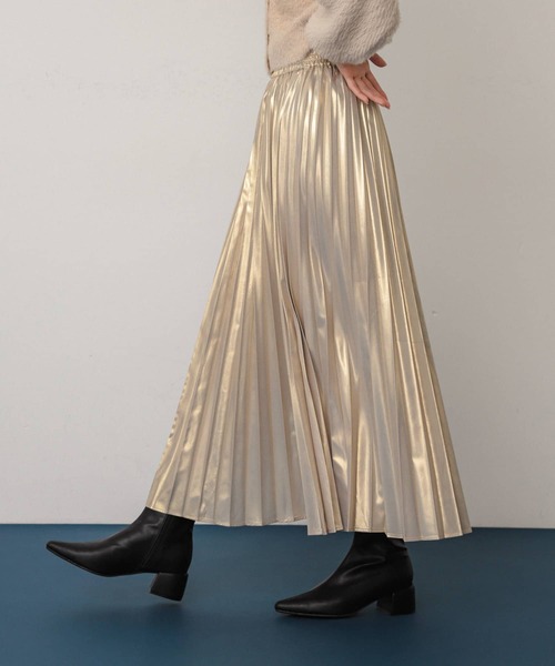 SENSE OF PLACE by URBAN RESEARCH（センスオブプレイスバイアーバンリサーチ）の「グロッシープリーツスカート（スカート・レディース・ブラック/シルバー/ゴールド・ONE）」の15枚目の写真