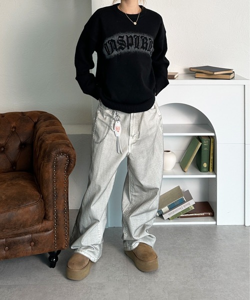 sedacle(セダクル)の「ダメージ加工ニット(ニット/セーター・メンズ・イエロー/ネイビー/ブラック/アイボリー・SMALL/MEDIUM/LARGE)」の14枚目の写真