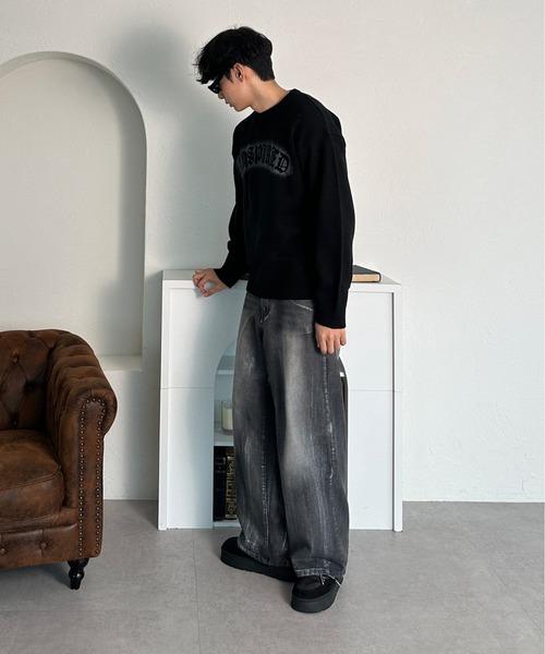 sedacle(セダクル)の「ダメージ加工ニット(ニット/セーター・メンズ・イエロー/ネイビー/ブラック/アイボリー・SMALL/MEDIUM/LARGE)」の21枚目の写真