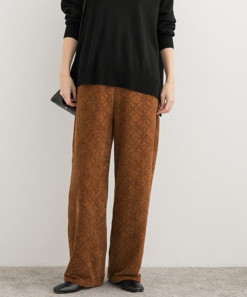 URBAN RESEARCH DOORS（アーバンリサーチドアーズ）の「起毛レースイージーパンツ（その他パンツ・レディース・ブラウン/アイボリー・MEDIUM）」の2枚目の写真