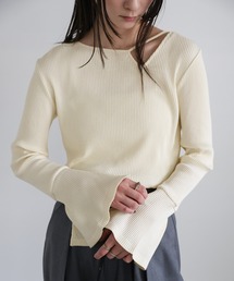 select MOCA | デザインネックリブトップス(Tシャツ/カットソー)