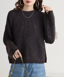 ブローディア BRODIAEA スリット入り配色ハイネックニット （ブラック） ブローディア BRODIAEA スリット入り配色ハイネックニット