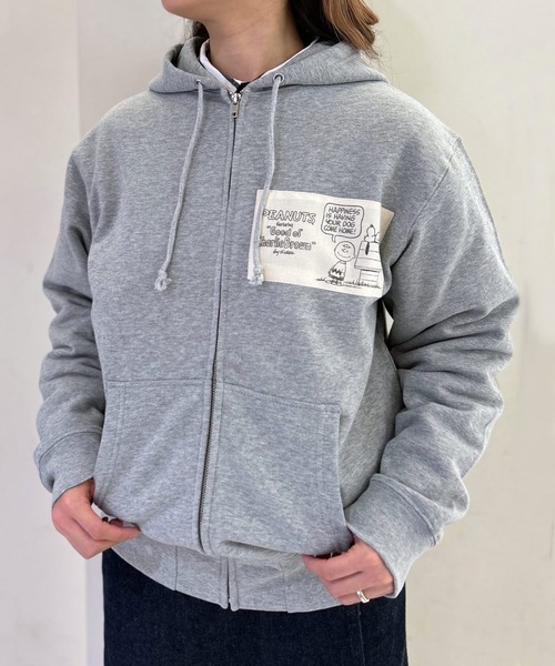 SNOOPY×OLD BETTY'S（スヌーピーカケルオールドベティーズ）の「SNP Sweat Full Zip Parka（パーカー・メンズ・杢グレー・M/L/S）」の8枚目の写真