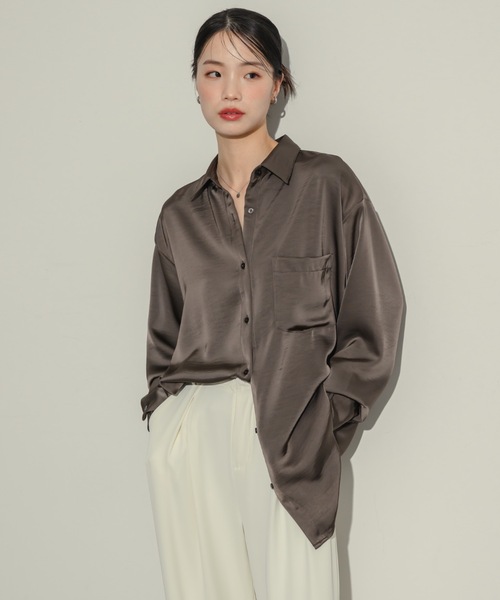 ヌナ NEUNA ワッシャーサテンベーシックシャツ 新品未使用 ワッシャーサテンベーシックシャツ（シャツ/ブラウス）｜NEUNA