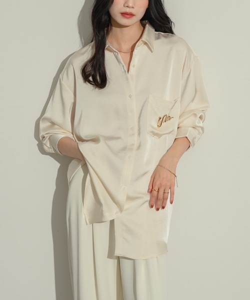ヌナ NEUNA ワッシャーサテンベーシックシャツ 新品未使用 ワッシャーサテンベーシックシャツ（シャツ/ブラウス）｜NEUNA