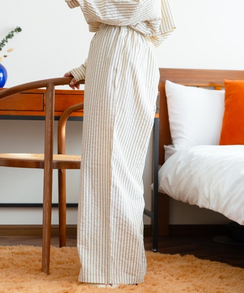 eLur(エラー)の「【eLur】ストライプパンツ(パジャマ)(その他パンツ・レディース・ライトブルー/アイボリー・FREE)」の4枚目の写真