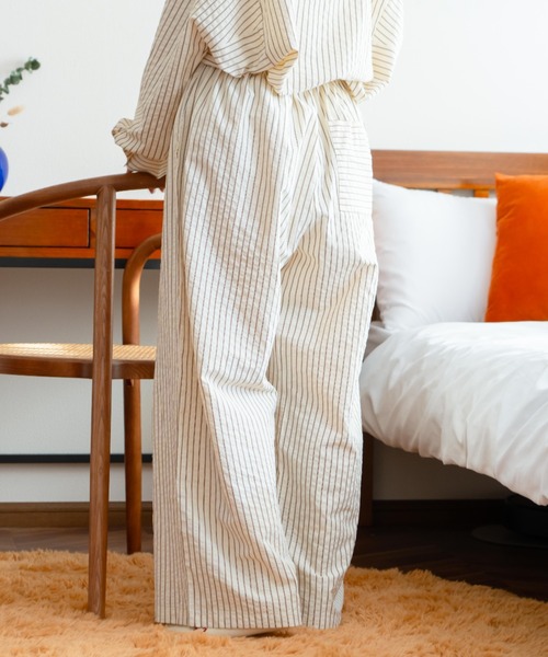 eLur(エラー)の「【eLur】ストライプパンツ(パジャマ)(その他パンツ・レディース・ライトブルー/アイボリー・FREE)」の5枚目の写真