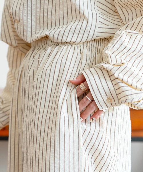 eLur(エラー)の「【eLur】ストライプパンツ(パジャマ)(その他パンツ・レディース・ライトブルー/アイボリー・FREE)」の7枚目の写真