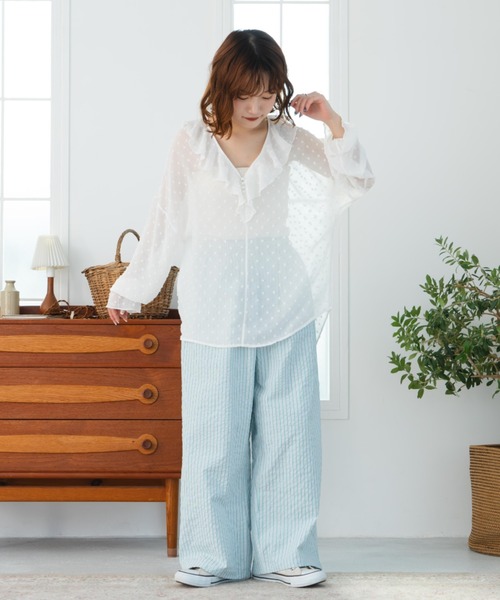 eLur(エラー)の「【eLur】ストライプパンツ(パジャマ)(その他パンツ・レディース・ライトブルー/アイボリー・FREE)」の22枚目の写真