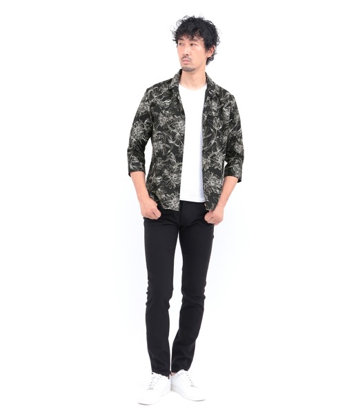 HIGH STREET(ハイストリート)の「HIGH STREET∴ラインフラワーショートウイング7分袖シャツ(シャツ/ブラウス・メンズ・アイボリー/ブラック・M/L/LL/S)」の11枚目の写真