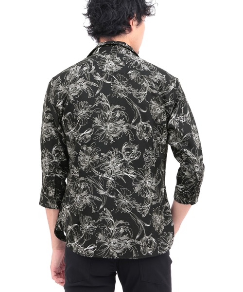 HIGH STREET(ハイストリート)の「HIGH STREET∴ラインフラワーショートウイング7分袖シャツ(シャツ/ブラウス・メンズ・アイボリー/ブラック・M/L/LL/S)」の14枚目の写真