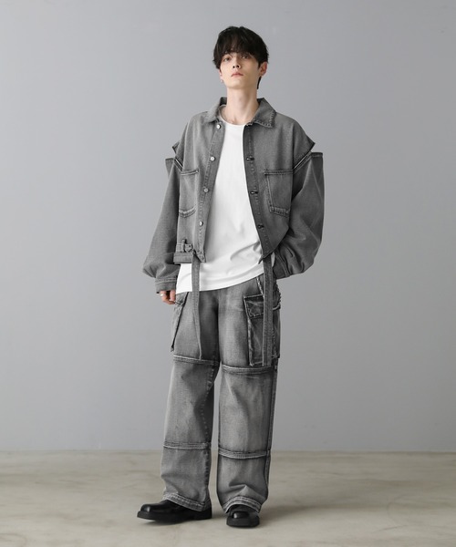 セットアップ可能】サイドコード2wayZIPデニムブルゾン（デニム