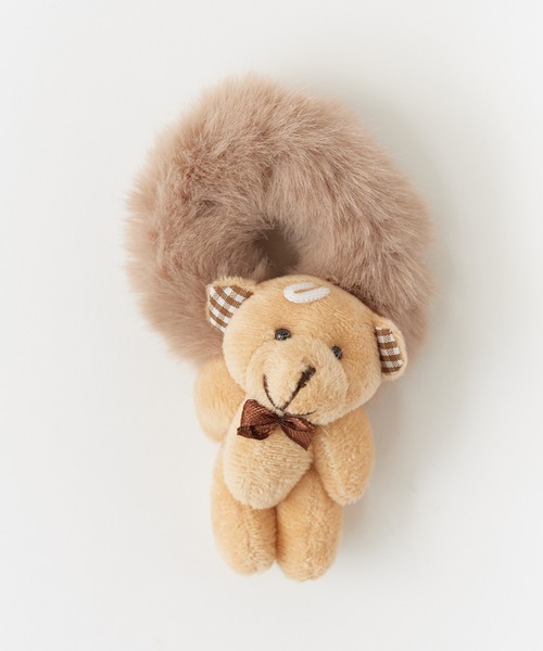 セール】ふわふわ クマぬいぐるみ付 シュシュ（シュシュ