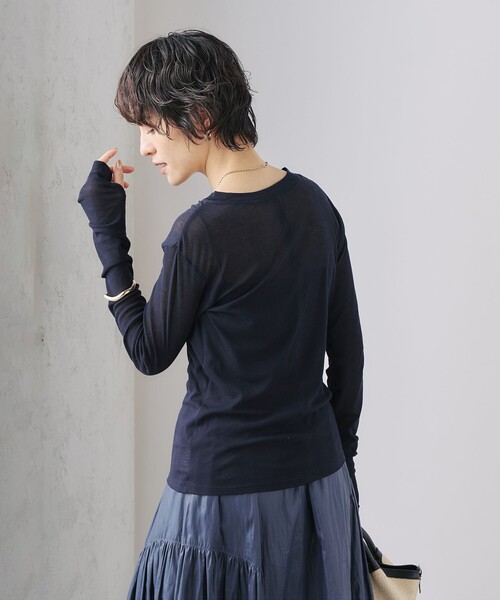 NOLLEY’S（ノーリーズ）の「MY STANDARD シアーロンT（Tシャツ/カットソー・レディース・ホワイト/ブラック/ネイビー/サックスブルー/キナリ・FREE）」の4枚目の写真