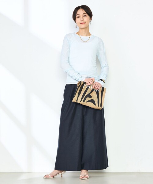 NOLLEY’S（ノーリーズ）の「MY STANDARD シアーロンT（Tシャツ/カットソー・レディース・ホワイト/ブラック/ネイビー/サックスブルー/キナリ・FREE）」の6枚目の写真