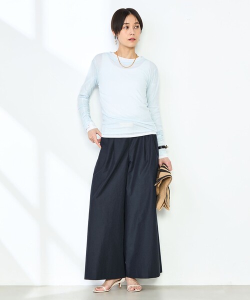NOLLEY’S（ノーリーズ）の「MY STANDARD シアーロンT（Tシャツ/カットソー・レディース・ホワイト/ブラック/ネイビー/サックスブルー/キナリ・FREE）」の7枚目の写真