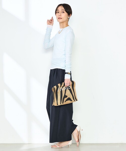 NOLLEY’S（ノーリーズ）の「MY STANDARD シアーロンT（Tシャツ/カットソー・レディース・ホワイト/ブラック/ネイビー/サックスブルー/キナリ・FREE）」の8枚目の写真