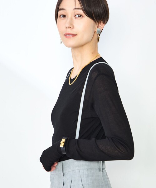 NOLLEY’S（ノーリーズ）の「MY STANDARD シアーロンT（Tシャツ/カットソー・レディース・ホワイト/ブラック/ネイビー/サックスブルー/キナリ・FREE）」の16枚目の写真