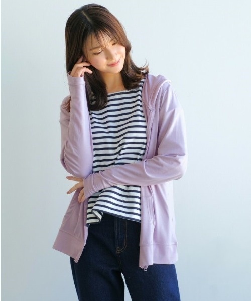 aquagarage（アクアガレージ）の「UV対策ジップアップパーカー（パーカー・レディース・イエロー/ベージュ/ブラック/アイボリー/ブルー/ラベンダー・L/M）」の13枚目の写真