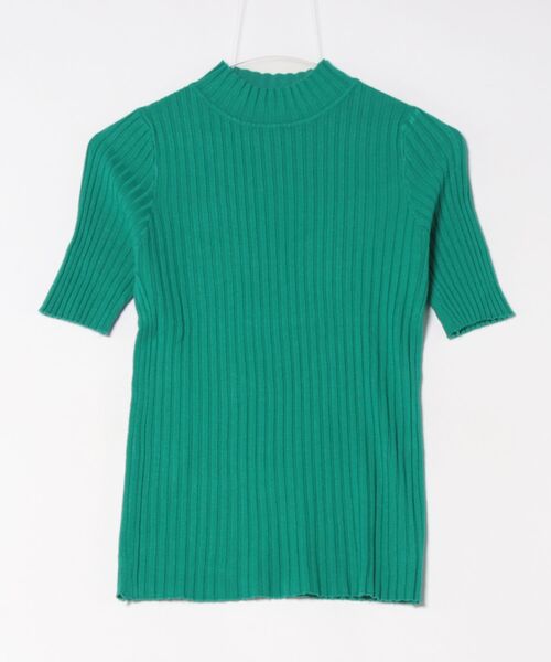 Asterellivi(アステレリビ)の「オフィスカジュアルでも使える 5分袖 キレイめ プチハイ リブニット(Tシャツ/カットソー・レディース・グリーン/ダークベージュ/イエロー/ブルー/ブラック/ホワイト・FREE)」の12枚目の写真
