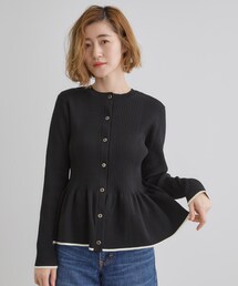 前後2WAYペプラムカーディガン