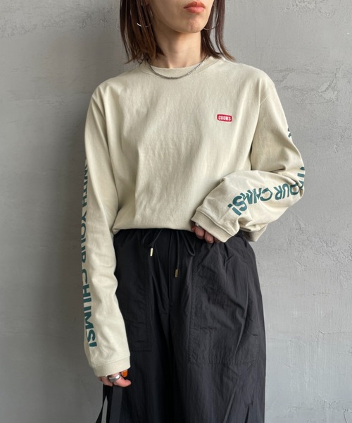 CHUMS（チャムス）の「【WEB限定】[CHUMS/チャムス] 袖プリント ロングスリーブＴシャツ（Tシャツ/カットソー・レディース・ホワイト/ブラック/グレイッシュベージュ・M/L/XL）」の5枚目の写真