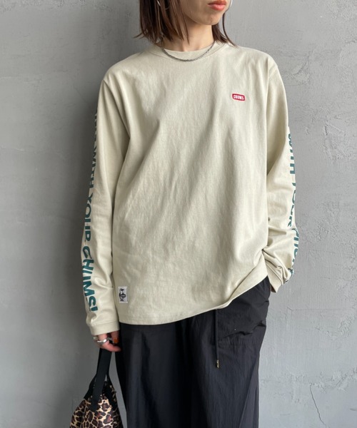 CHUMS（チャムス）の「【WEB限定】[CHUMS/チャムス] 袖プリント ロングスリーブＴシャツ（Tシャツ/カットソー・レディース・ホワイト/ブラック/グレイッシュベージュ・M/L/XL）」の12枚目の写真