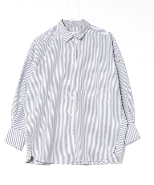 m.f.editorial（エムエフエディトリアル）の「【ウォッシャブル】m.f.エディトリアル レディース レギュラーカラー 長袖コクーンブラウス（シャツ/ブラウス・レディース・ホワイト/ブルー/ブラック×ホワイト・MEDIUM/LARGE）」の9枚目の写真