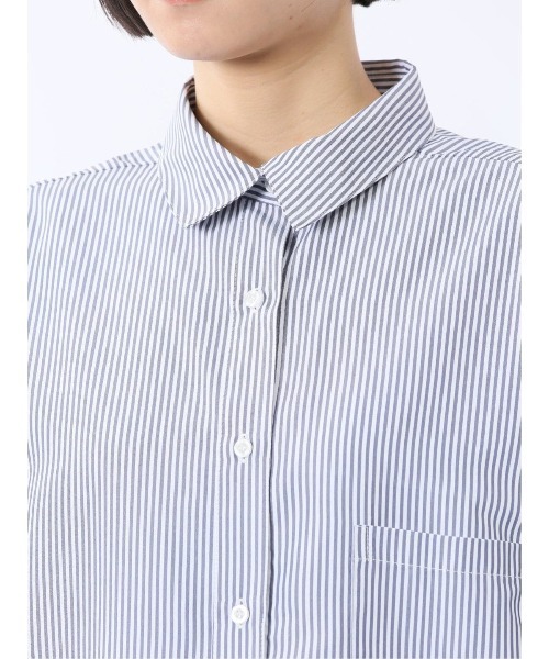 m.f.editorial（エムエフエディトリアル）の「【ウォッシャブル】m.f.エディトリアル レディース レギュラーカラー 長袖コクーンブラウス（シャツ/ブラウス・レディース・ホワイト/ブルー/ブラック×ホワイト・MEDIUM/LARGE）」の6枚目の写真