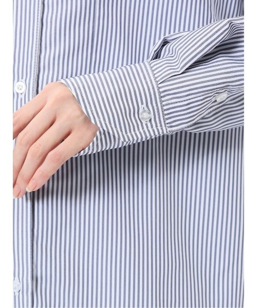 m.f.editorial（エムエフエディトリアル）の「【ウォッシャブル】m.f.エディトリアル レディース レギュラーカラー 長袖コクーンブラウス（シャツ/ブラウス・レディース・ホワイト/ブルー/ブラック×ホワイト・MEDIUM/LARGE）」の8枚目の写真