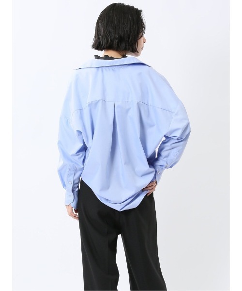 m.f.editorial（エムエフエディトリアル）の「【ウォッシャブル】m.f.エディトリアル レディース レギュラーカラー 長袖コクーンブラウス（シャツ/ブラウス・レディース・ホワイト/ブルー/ブラック×ホワイト・MEDIUM/LARGE）」の11枚目の写真