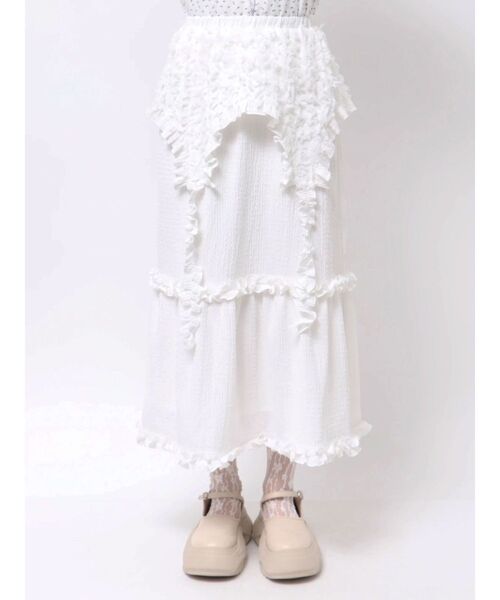 merry jenny（メリージェニー）の「ガーターフリルスカート（スカート・レディース・アイボリー/オフホワイト・FREE）」の3枚目の写真