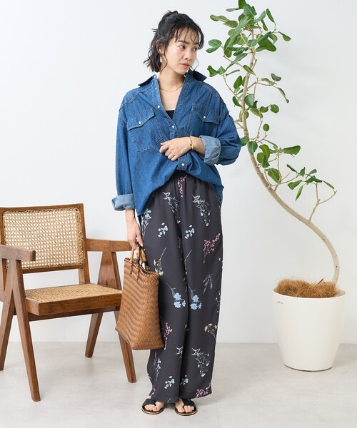 FREAK'S STORE(フリークスストア)の「大判花柄 イージーパンツ(その他パンツ・レディース・ブラック/オフホワイト・フリ-)」の18枚目の写真