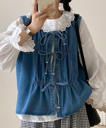 aimoha | ドローストリングデニムベスト(ベスト)