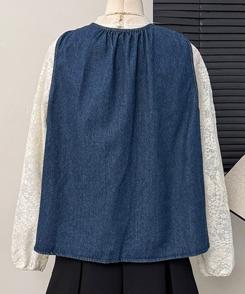 aimoha（アイモハ）の「ドローストリングデニムベスト（ベスト・レディース・ライトブルー/ネイビー・FREE）」の21枚目の写真