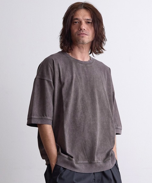 FIEVOLE(フィエボーレ)の「FIEVOLE フィエボーレ オーバーサイズ ピグメント TEE Tシャツ(Tシャツ/カットソー・メンズ・ブラック/ダークブラウン・MEDIUM/LARGE)」の2枚目の写真