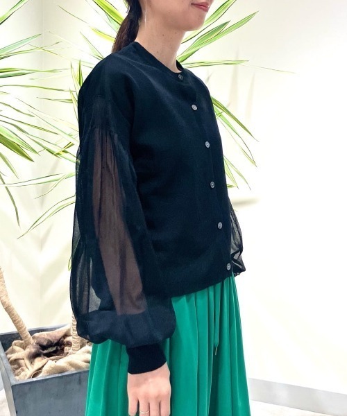 LE PHIL(ルフィル)の「◆シアーニットカーディガン(カーディガン/ボレロ・レディース・ブラック/ホワイト・F)」の21枚目の写真