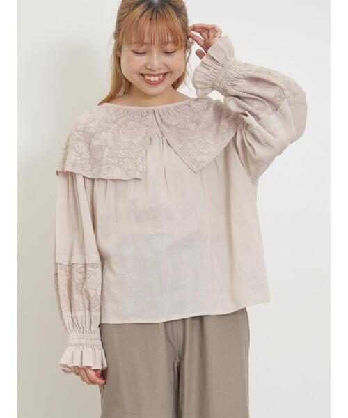 Samansa Mos2（サマンサ モスモス）の「オーバーレース襟ブラウス（シャツ/ブラウス・レディース・グレー/キナリ/チャコールグレー・F）」の14枚目の写真