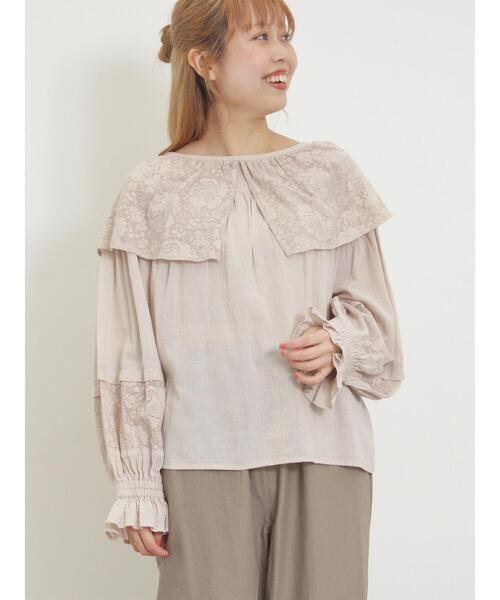 Samansa Mos2（サマンサ モスモス）の「オーバーレース襟ブラウス（シャツ/ブラウス・レディース・グレー/キナリ/チャコールグレー・F）」の13枚目の写真