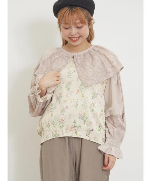 Samansa Mos2（サマンサ モスモス）の「オーバーレース襟ブラウス（シャツ/ブラウス・レディース・グレー/キナリ/チャコールグレー・F）」の9枚目の写真