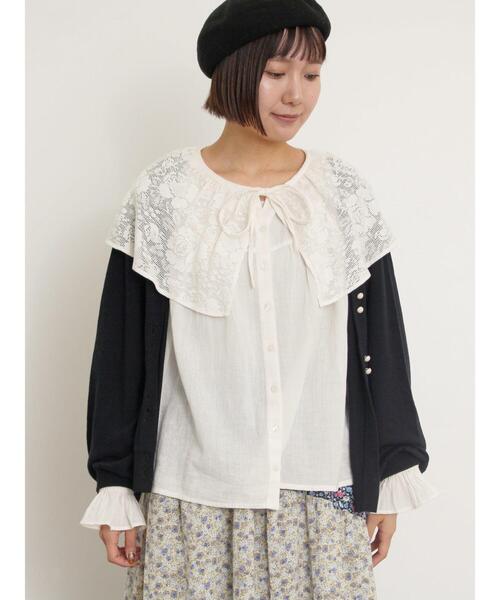 Samansa Mos2（サマンサ モスモス）の「オーバーレース襟ブラウス（シャツ/ブラウス・レディース・グレー/キナリ/チャコールグレー・F）」の5枚目の写真
