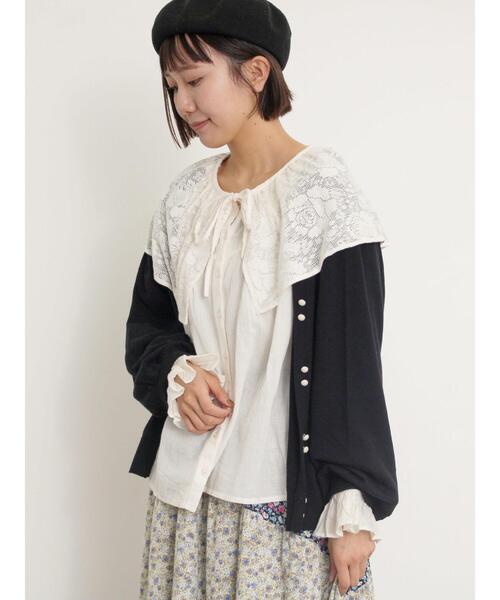 Samansa Mos2（サマンサ モスモス）の「オーバーレース襟ブラウス（シャツ/ブラウス・レディース・グレー/キナリ/チャコールグレー・F）」の4枚目の写真