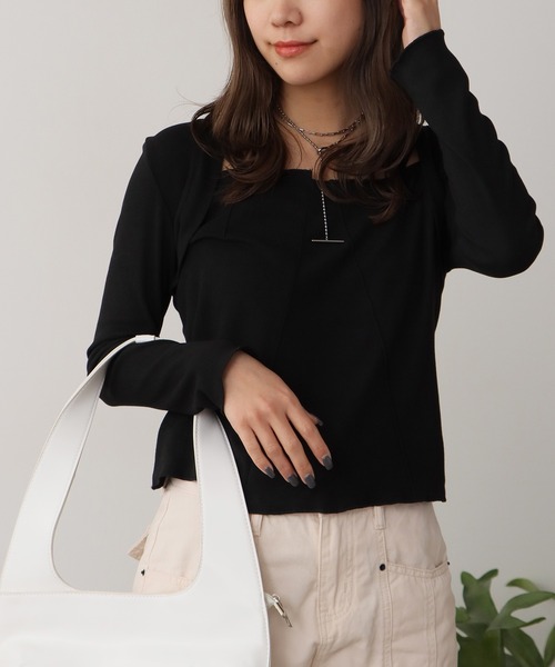 ROOPTOKYO(ループトウキョウ)の「スクエアネックパネルデザイントップス 秋物 秋服 2026年秋冬(Tシャツ/カットソー・レディース・ホワイト/ブラック・FREE)」の14枚目の写真